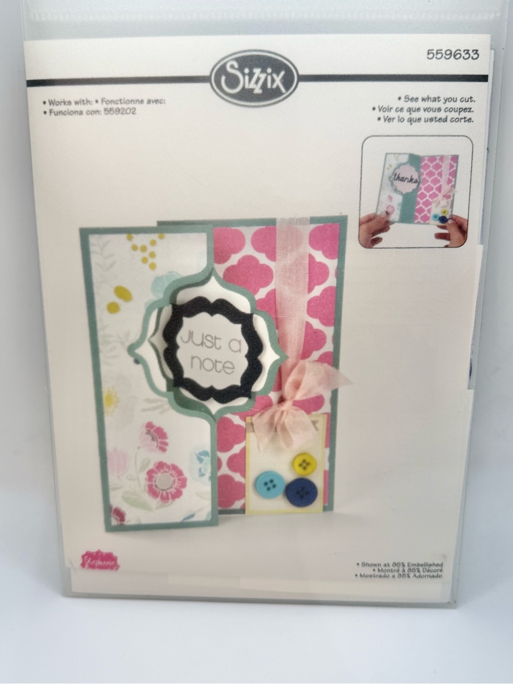 SIZZIX FLIP-INS 10 DIES - 559633 - Card, Regal Flip-ins - JUST A NOTE-